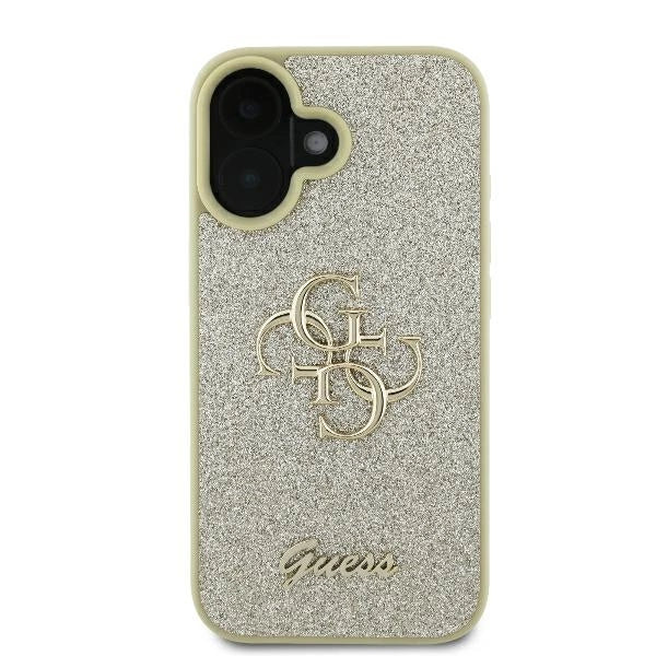 Голем 4G калъф Guess Fixed Glitter за iPhone 16 Plus - златен