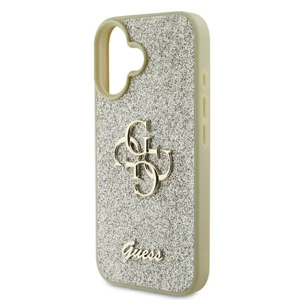 Голем 4G калъф Guess Fixed Glitter за iPhone 16 Plus - златен