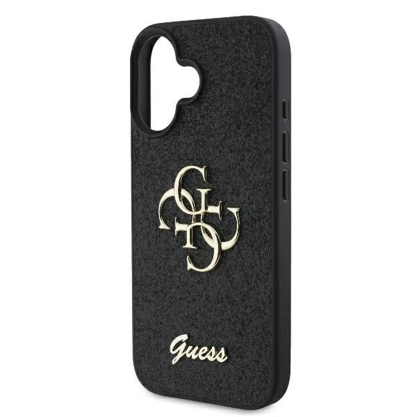 Калъф Guess Fixed Glitter Big 4G за iPhone 16 Plus - черен