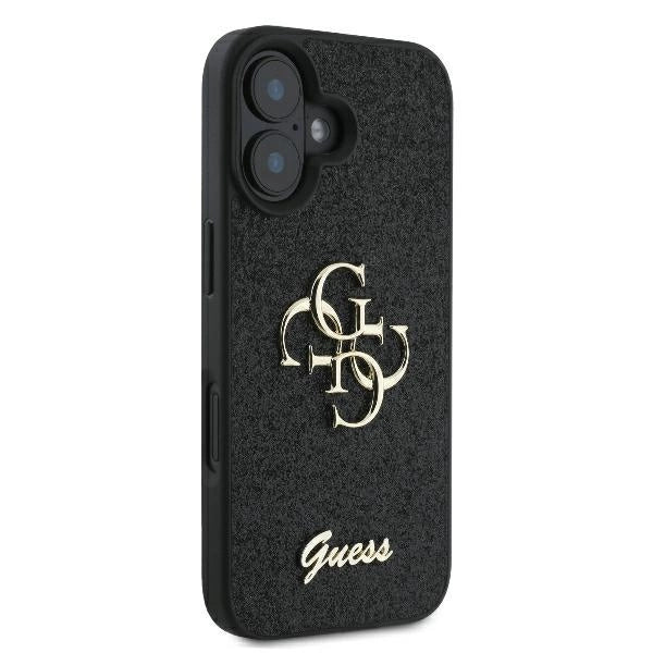 Калъф Guess Fixed Glitter Big 4G за iPhone 16 Plus - черен