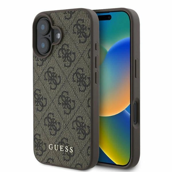 Калъф Guess 4G Classic iPhone 16 - кафяв