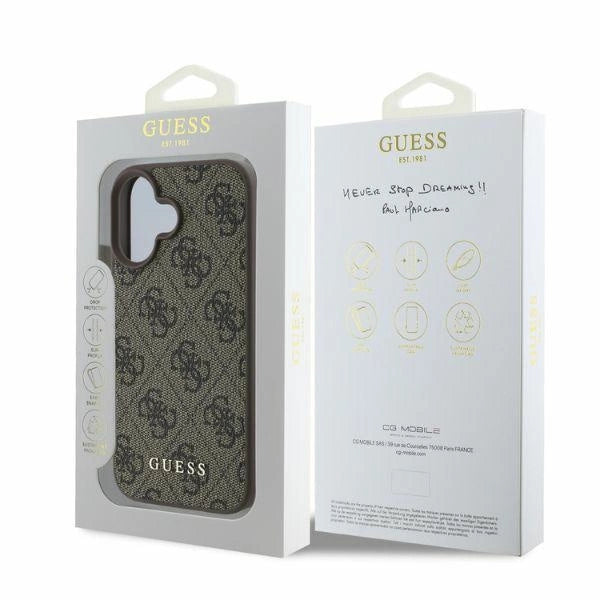 Калъф Guess 4G Classic iPhone 16 - кафяв