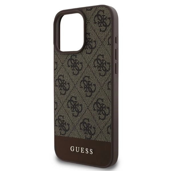Калъф Guess 4G Bottom Stripe за iPhone 16 Pro Max - кафяв