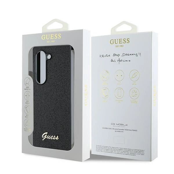 Guess 4G калъф Glitter Script за Samsung Galaxy Z Fold 6 - черен