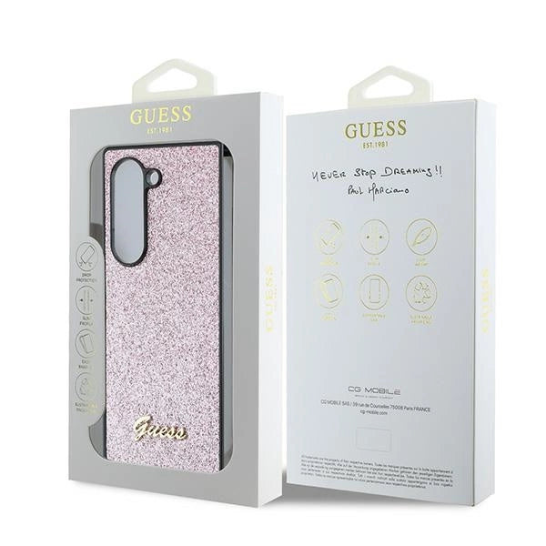 Guess 4G калъф Glitter Script за Samsung Galaxy Z Fold 6 - розов