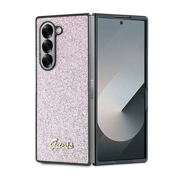 Guess 4G калъф Glitter Script за Samsung Galaxy Z Fold 6 - розов