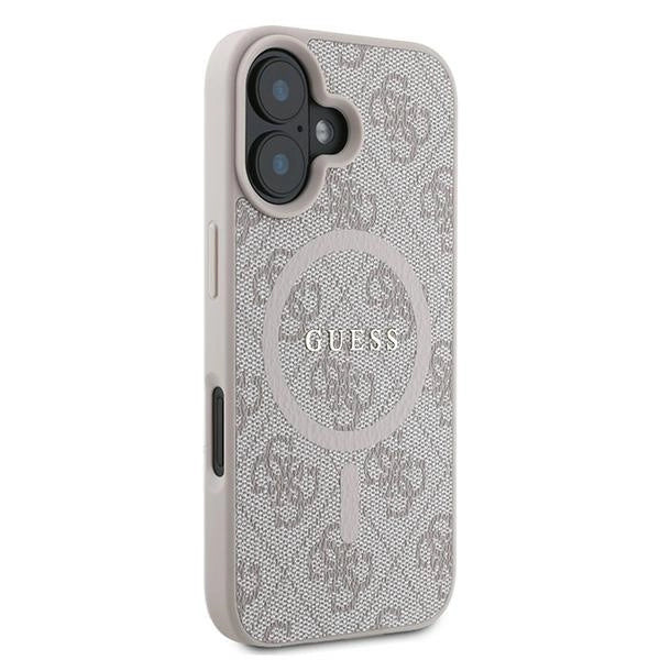 Калъф Guess 4G Ring Classic Logo MagSafe iPhone 16 Plus - розов