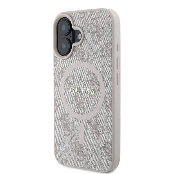 Калъф Guess 4G Ring Classic Logo MagSafe iPhone 16 Plus - розов