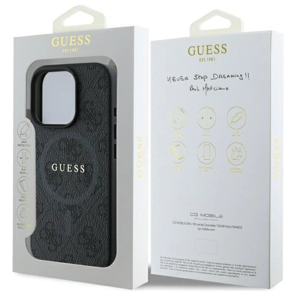 Калъф Guess 4G Ring Classic Logo MagSafe за iPhone 16 Pro Max - черен