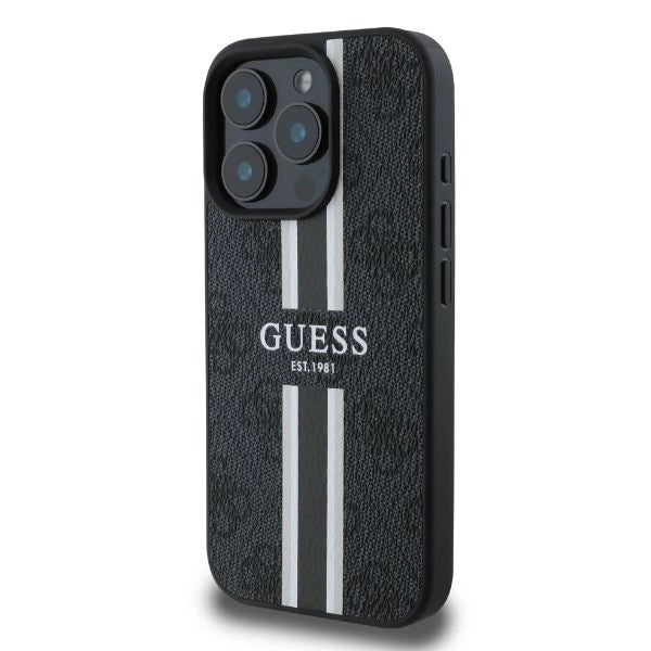 Калъф Guess 4G Printed Stripes MagSafe за iPhone 16 Pro Max - черен