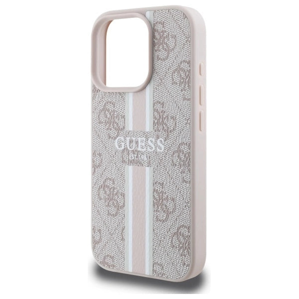 Калъф Guess 4G Printed Stripes MagSafe за iPhone 16 Pro Max - розов