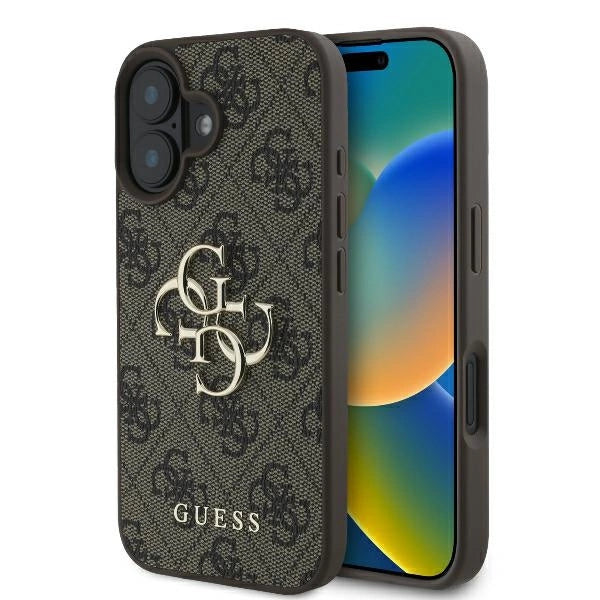 Калъф Guess 4G с голямо лого за iPhone 16 Plus - кафяв
