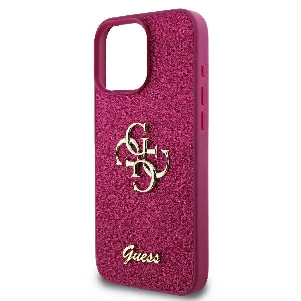 Калъф Guess Fixed Glitter Big 4G за iPhone 16 Pro Max - лилав