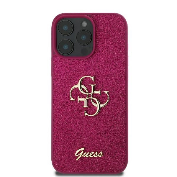 Калъф Guess Fixed Glitter Big 4G за iPhone 16 Pro Max - лилав