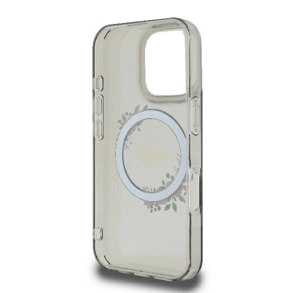 Калъф Guess IML Flowers Wreath MagSafe за iPhone 16 Pro - черен