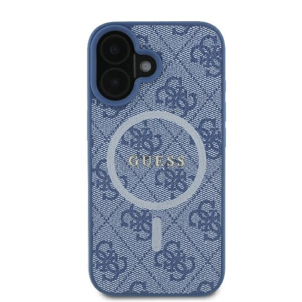 Калъф Guess 4G Ring Classic Logo MagSafe за iPhone 16 - син
