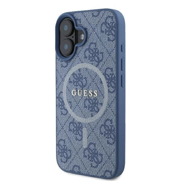 Калъф Guess 4G Ring Classic Logo MagSafe за iPhone 16 - син