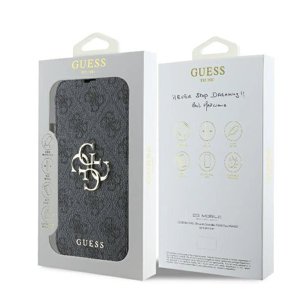 Калъф Guess 4G с метално лого за iPhone 16 Plus - черен