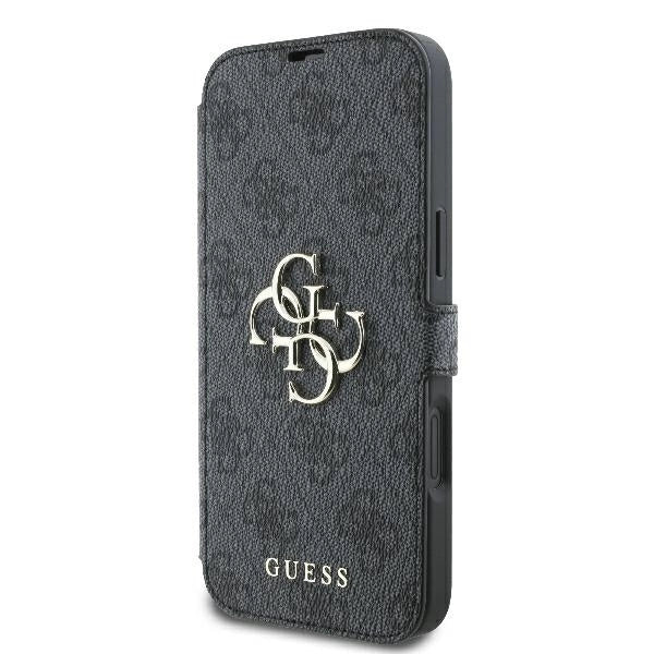 Калъф Guess 4G с метално лого за iPhone 16 Plus - черен