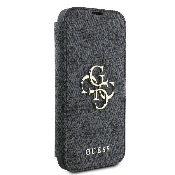 Калъф Guess 4G с метално лого за iPhone 16 - черен