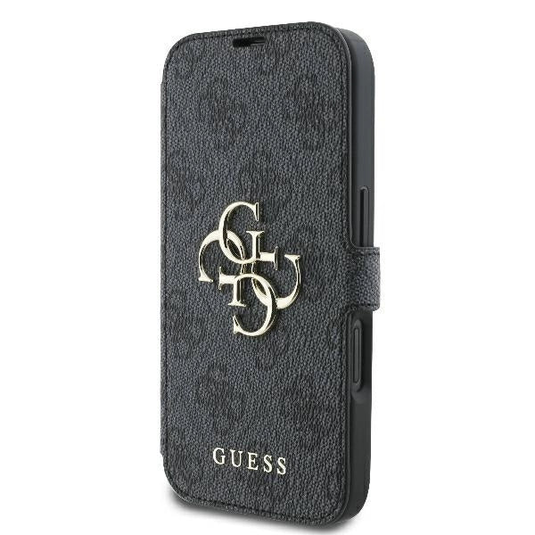 Калъф Guess 4G с метално лого за iPhone 16 - черен