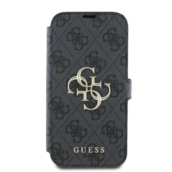 Калъф Guess 4G с метално лого за iPhone 16 - черен