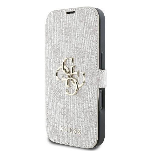 Калъф Guess 4G с метално лого за iPhone 16 - розов