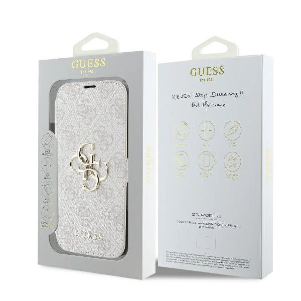 Калъф Guess 4G с метално лого за iPhone 16 - розов