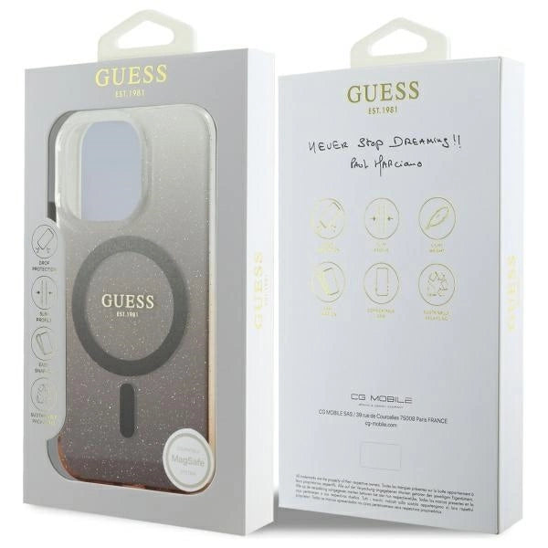 Калъф Guess IML Glitter Gradient MagSafe за iPhone 16 Pro - кафяв