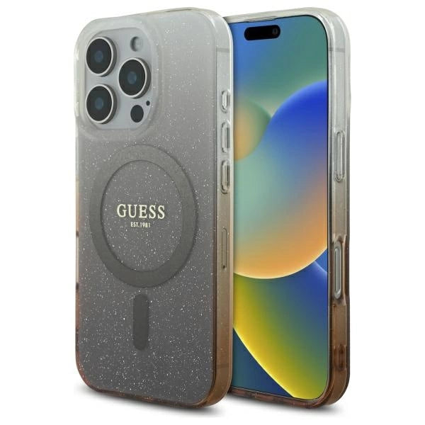 Калъф Guess IML Glitter Gradient MagSafe за iPhone 16 Pro - кафяв