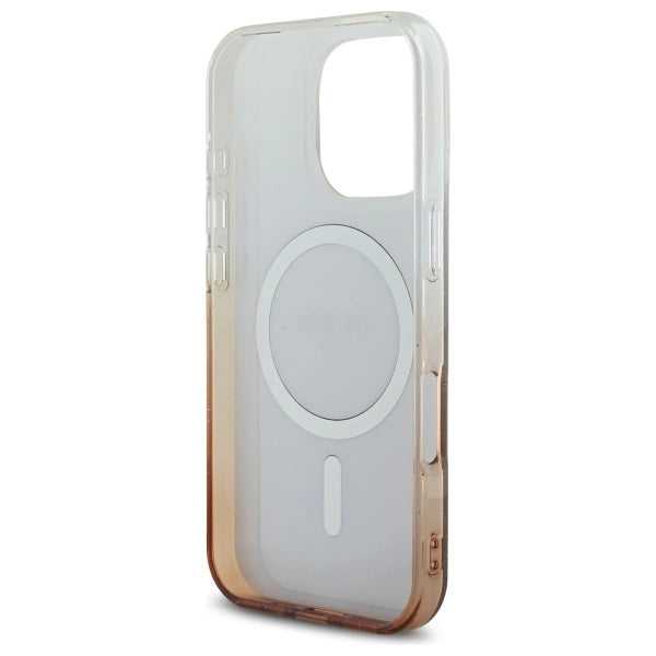 Калъф Guess IML Glitter Gradient MagSafe за iPhone 16 Pro - кафяв