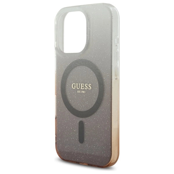 Калъф Guess IML Glitter Gradient MagSafe за iPhone 16 Pro - кафяв
