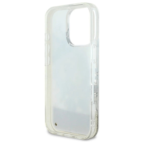 Калъф Guess Liquid Glitter Flower MagSafe за iPhone 16 Pro - бежов