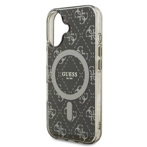Калъф Guess IML 4G Background MagSafe iPhone 16 Plus - кафяв