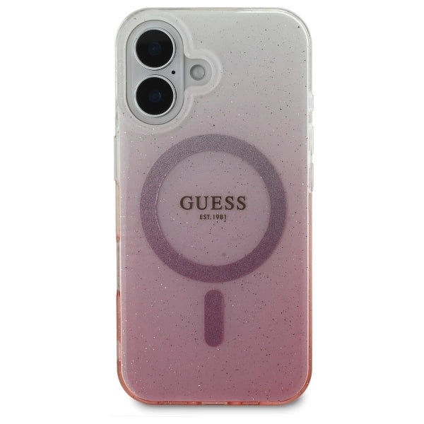Калъф Guess IML Glitter Gradient MagSafe за iPhone 16 Plus - розов