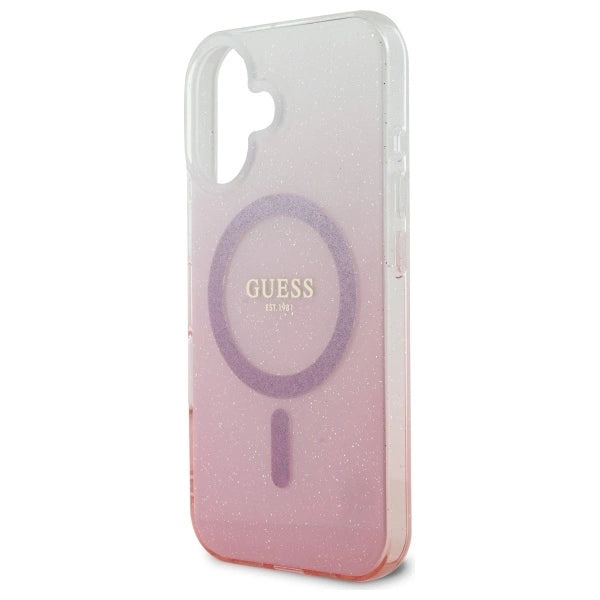 Калъф Guess IML Glitter Gradient MagSafe за iPhone 16 Plus - розов