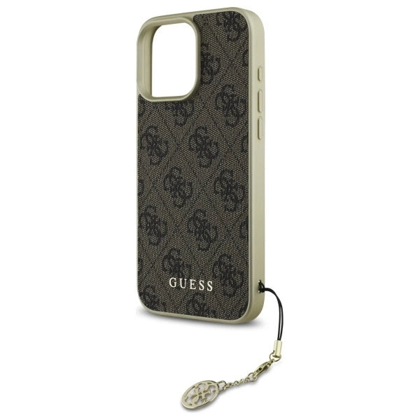 Калъф Guess 4G Charms Collection за iPhone 16 Pro - кафяв