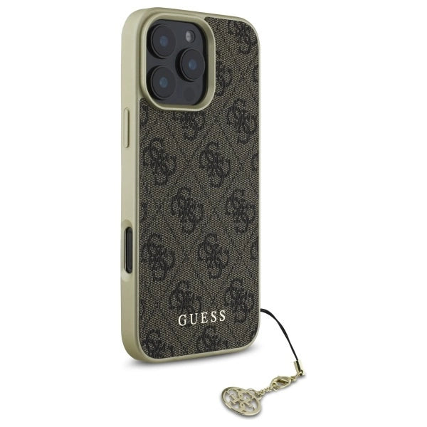 Калъф Guess 4G Charms Collection за iPhone 16 Pro - кафяв