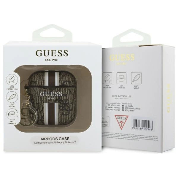 Guess GUA2P4RPSW AirPods 1/2 покритие кафяво/кафяво 4G Charm Printed Stripes