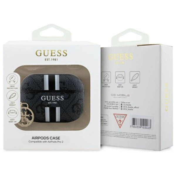 Guess GUAP2P4RPSK AirPods Pro 2 (2022/2023) капак черен/черен 4G Printed Stripes Charm