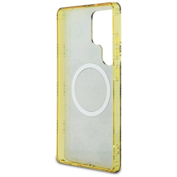 Калъф Guess 4G Background Gold Glectroplated Peony Pattern MagSafe за Samsung Galaxy S25 Ultra Brown