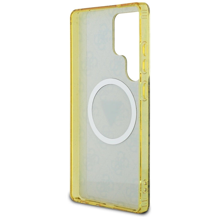 Guess 4G Glitter Triangle Buttons MagSafe Case за Samsung Galaxy S25 Ultra Brown