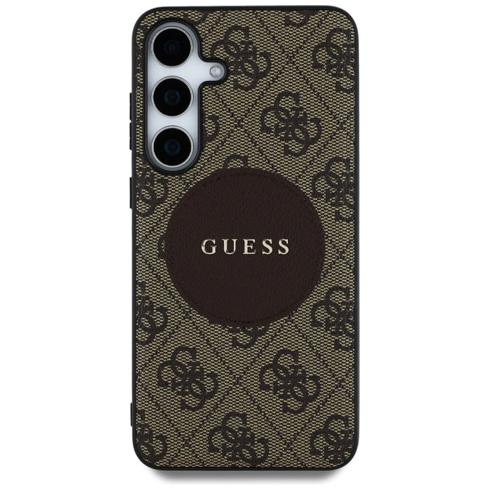Калъф Guess 4G Round Patch Classic Logo MagSafe за Samsung Galaxy S25 Plus кафяв