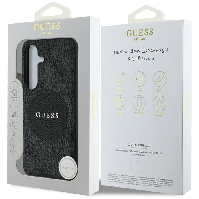 Калъф Guess 4G Round Patch Classic Logo MagSafe за Samsung Galaxy S25 Plus черен