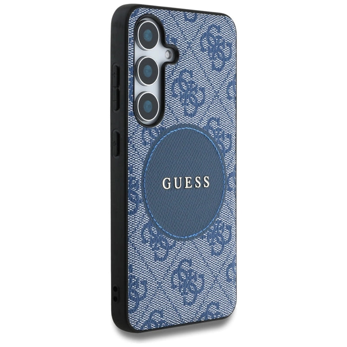 Калъф Guess 4G Round Patch Classic Logo MagSafe за Samsung Galaxy S25 Plus син