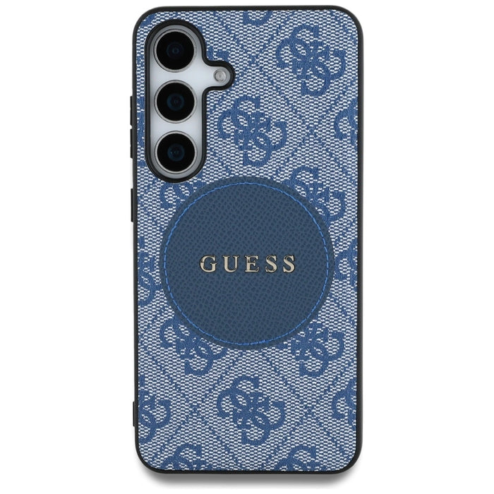 Калъф Guess 4G Round Patch Classic Logo MagSafe за Samsung Galaxy S25 Plus син