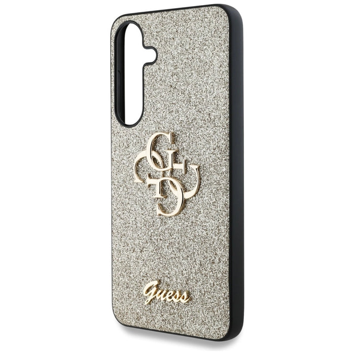 Калъф Guess Fixed Glitter Big 4G Metal Logo за Samsung Galaxy S25 Plus златен