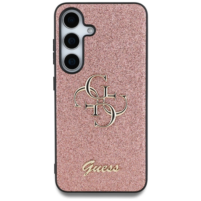 Калъф Guess Fixed Glitter Big 4G с метално лого за Samsung Galaxy S25 Pink