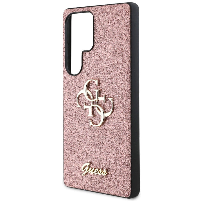 Калъф с голямо 4G метално лого Guess Fixed Glitter за Samsung Galaxy S25 Ultra Pink