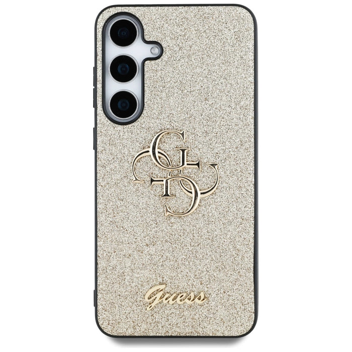 Калъф Guess Fixed Glitter Big 4G Metal Logo за Samsung Galaxy S25 златен